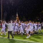 Nothing could dampen White Rivers spirits after the Hornets took home last Friday the Battle of the Bridge trophy for the first time in 17 years. Photo by Vic Wright