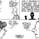 Frank Shiers, Jr. is a longtime King County resident and has drawn political cartoons for over forty years. He creates at least four cartoons a week, which are published in a dozen newspapers.