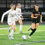 WR-Soccer-Soule PHOTO BY KEVIN HANSON Hornet Riley Soule races downfield during the first half of White Rivers playoff game against Central Kitsap.