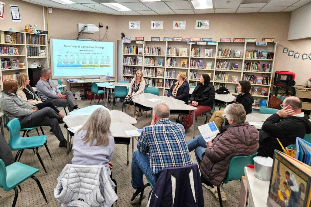 The Enumclaw School District held meetings like the one shown to educate local voters about a proposed critical maintenance levy. However, the levy was rejected in the April 22 special election.