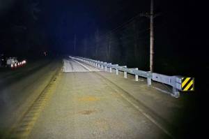 A night photo of the now-repaired SR 410. Photo courtesy WSDOT