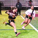 PHOTO BY KEVIN HANSON Sutton Kelsey races for a big gain during Enumclaws January 14 victory over Thomas Jefferson.