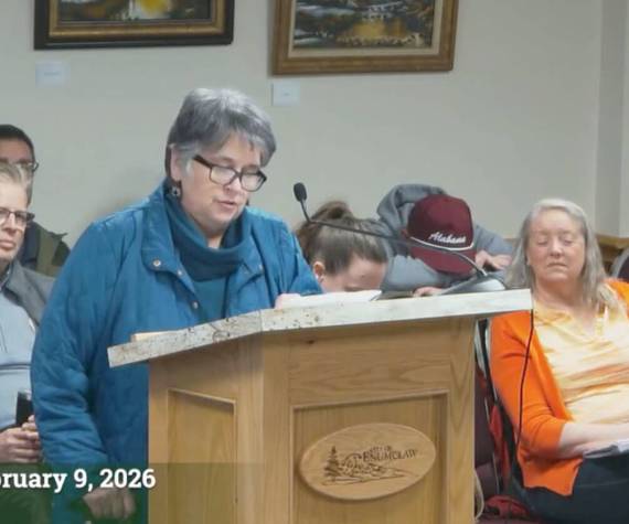 <p>Rita Sandvoss was one of two people who spoke at the Feb. 9 Enumclaw public hearing about its battery energy storage system moratorium. Screenshot</p>