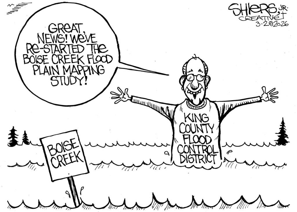 Frank Shiers, Jr. is a longtime King County resident and has drawn political cartoons for over forty years. He creates at least four cartoons a week, which are published in a dozen newspapers.