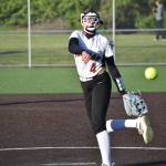 Adelyn Price pitches for Enumclaw against Kentlake. Ben Ray / Sound Publishing