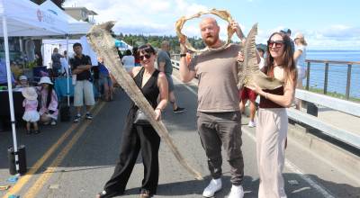 Guests got to hold fins and jaws of thresher and sixgill sharks. Photo by Bailey Jo Josie/Sound Publishing.