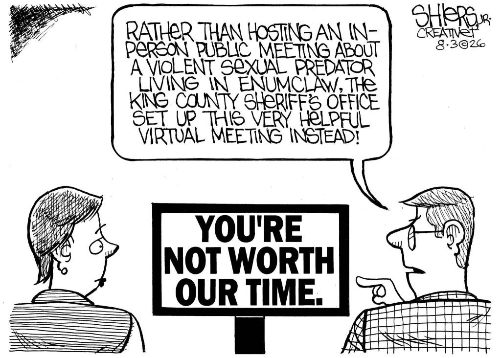Frank Shiers, Jr. is a longtime King County resident and has drawn political cartoons for over forty years. He creates at least four cartoons a week, which are published in a dozen newspapers.